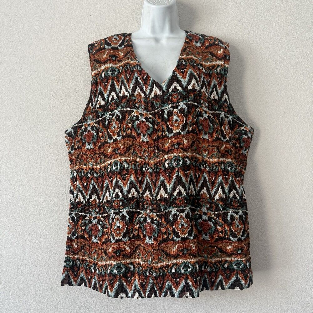 Coldwater Creek Tank Top Women’s Plus 2X Multicolor V-Neck Sleeveless Crinkle